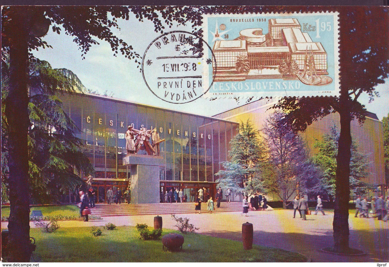 Pavillon Expo Bruxelles, Maximum Card 1958 Ceskoslovensko - Storia Postale