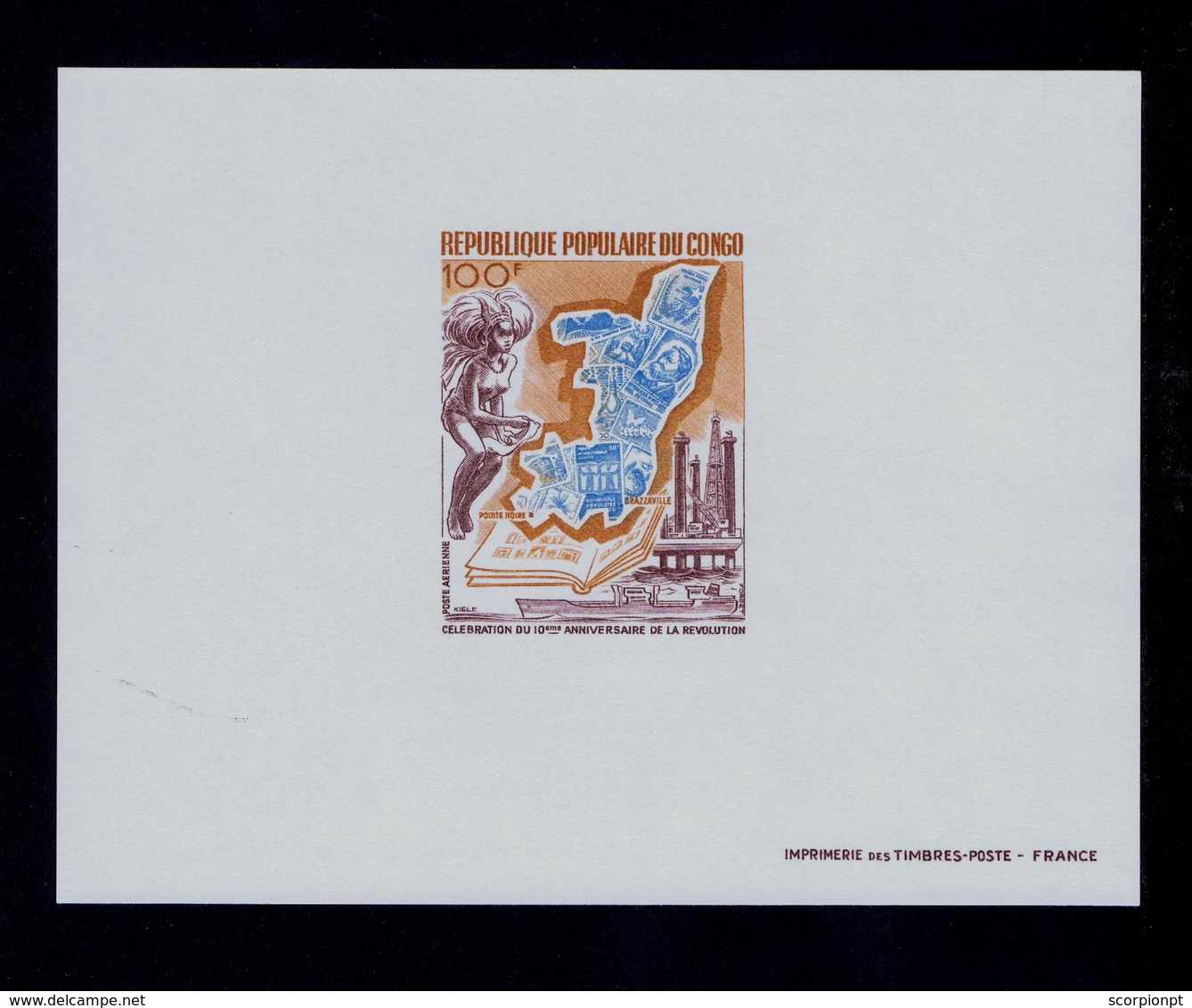 10 Revolution Ships Oil Pétroleum Industry Rep.Popular Du CONGO Epreuve Proof Imprimerie Des Timbres-Poste-FRANCE Sp5671 - Usines & Industries