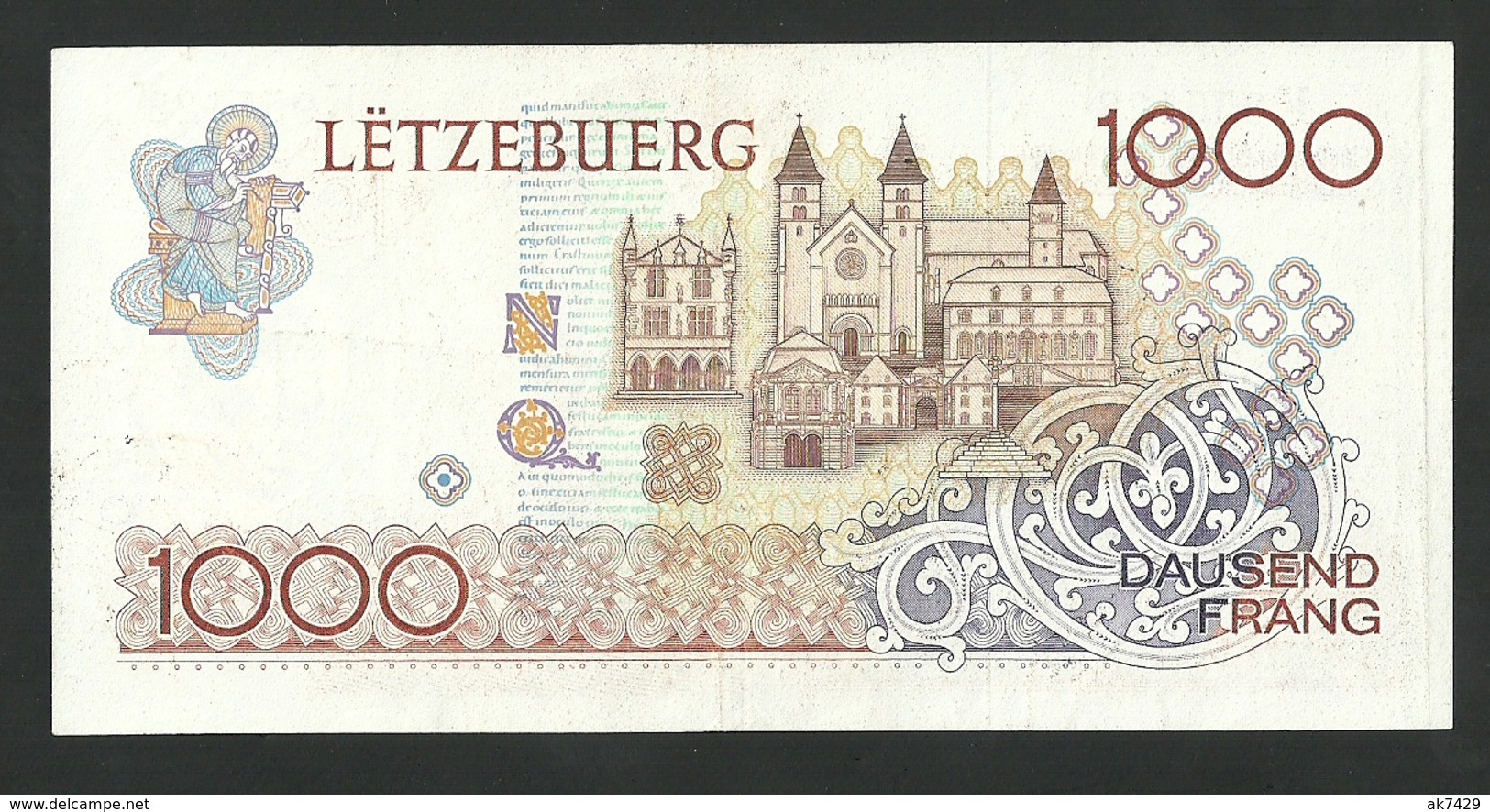 LUXEMBOURG 1000 FRANCS 1985 PICK #59 XF+ / XF - Luxembourg