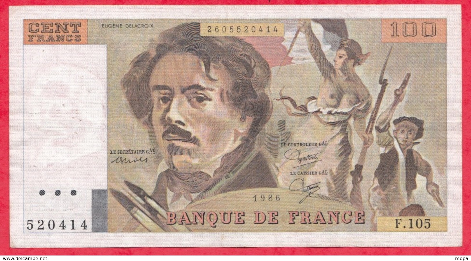 100 Francs "Delacroix" 1986---VF/SUP---Série F.105 - 100 F 1978-1995 ''Delacroix''