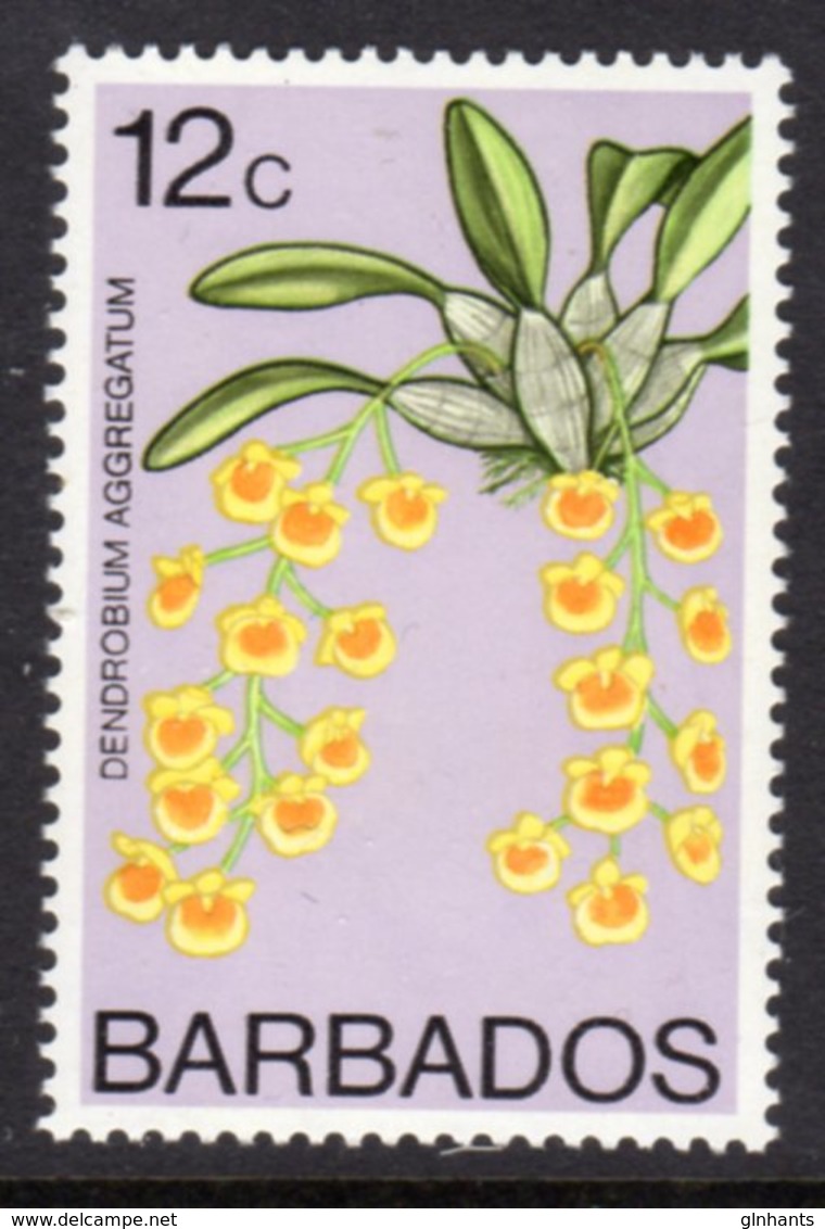 BARBADOS - 1977 12c ORCHID STAMP WMK W14 UPRIGHT FINE MNH ** SG 516 - Barbados (1966-...)