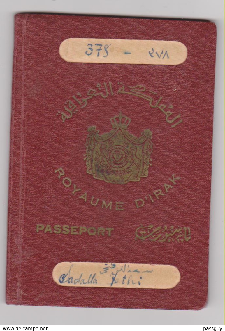 IRAQ Passport 1938 IRAK Passeport – Reisepaß – Revenues/Fiscaux - Historische Documenten