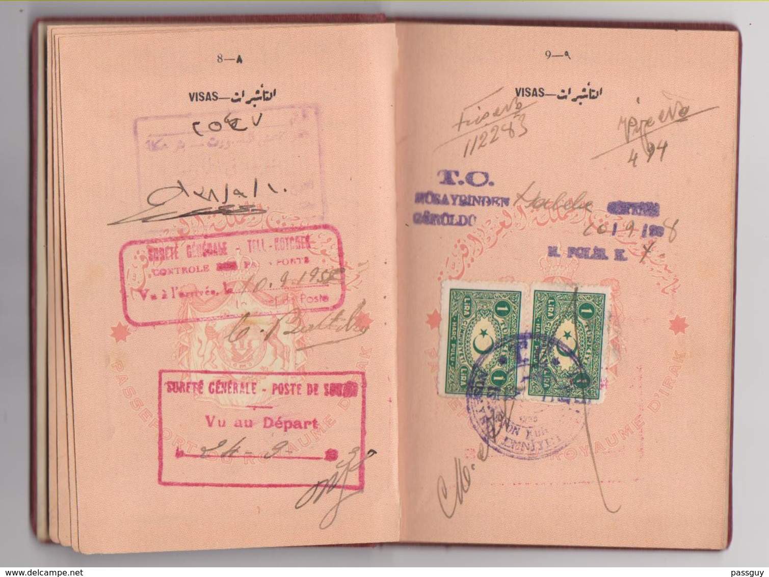 IRAQ Passport 1938 IRAK Passeport – Reisepaß – Revenues/Fiscaux - Historische Documenten