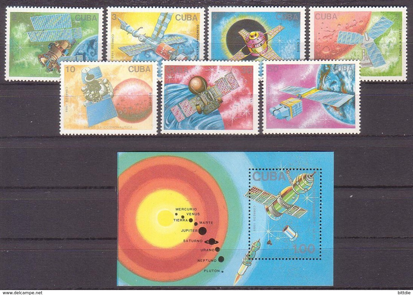 Raumfahrt, Cuba  3173/79+Bl.104 , Xx  (4193) - América Del Norte