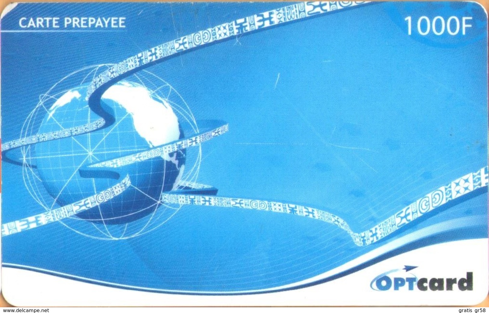 France Polynesia - PF-OPT-REM-0001, OPTcard Launch (blue), Globes, 1,000 F, 50.000ex, 4/08, Used As Scan - French Polynesia