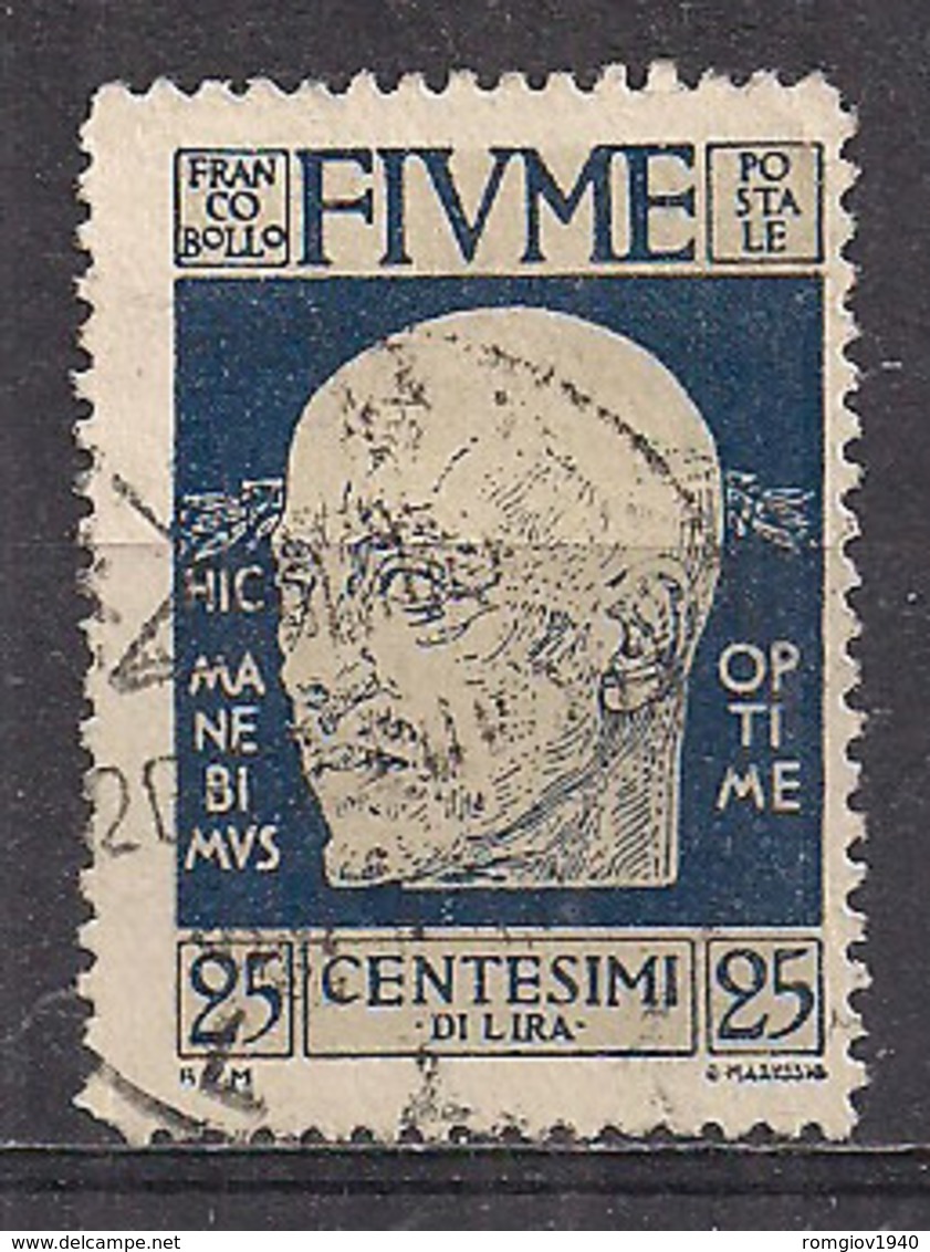 FIUME 1920  EFFIGE DI D'ANNUNZIO SASS. 117 USATO VF - Fiume