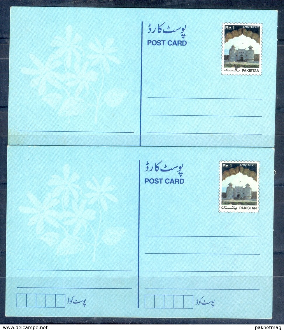 X2-Two Pakistan Postal Stationery Post Cards. Flag. Fort. - Pakistan