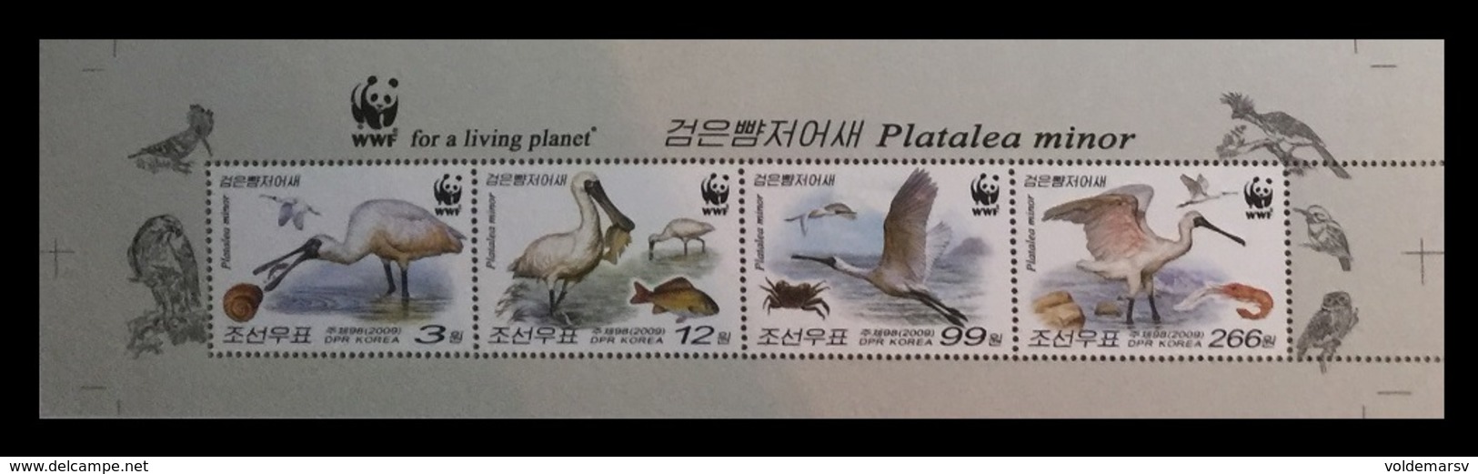North Korea 2009 Mih. 5495/98 Fauna. WWF. Birds. Blackfaced Spoonbill (booklet Sheet) MNH ** - Korea, North