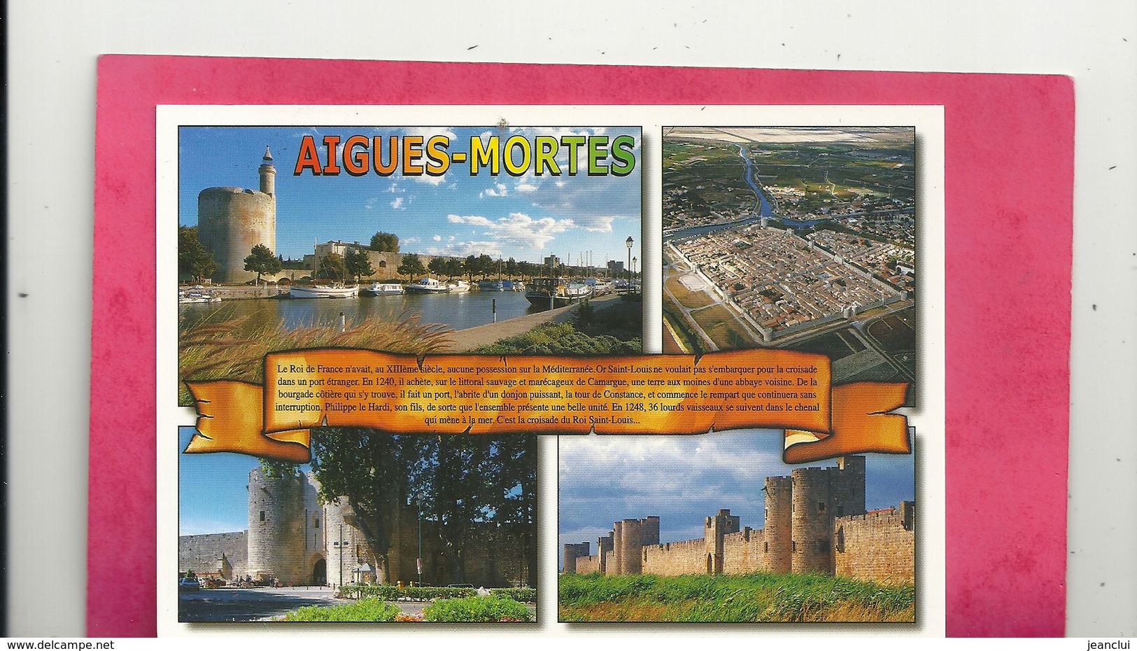 CPM .  MULTIVUES " AIGUES-MORTES  "  + HISTORIQUE   . CARTE NON ECRITE - Aigues-Mortes