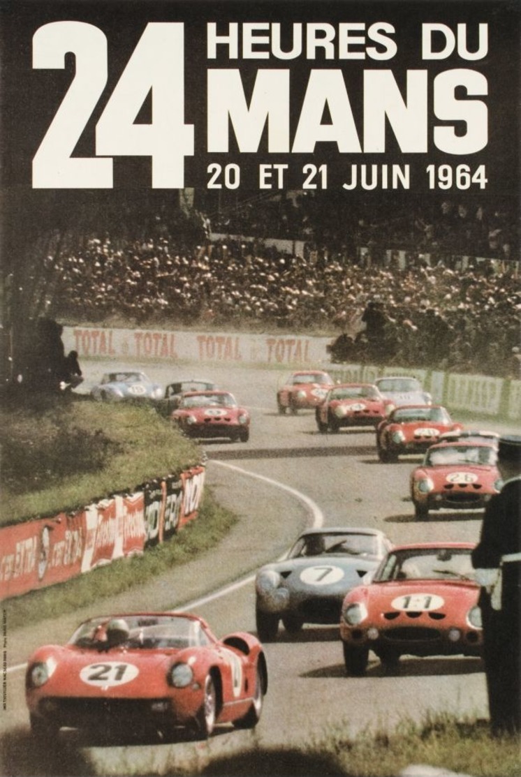 Car Automobile Grand Prix Postcard 24 Hrs Du Mans 1964  - Reproduction - Pubblicitari