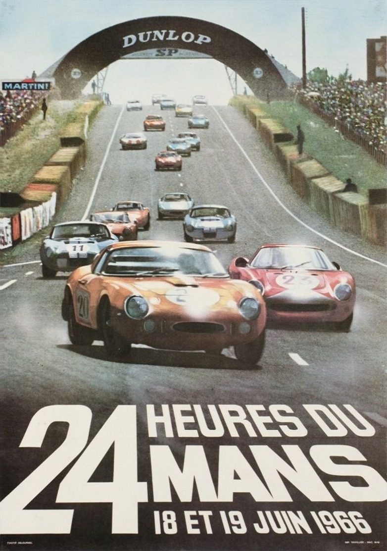 Car Automobile Grand Prix Postcard 24 Hrs Du Mans 1966  - Reproduction - Pubblicitari