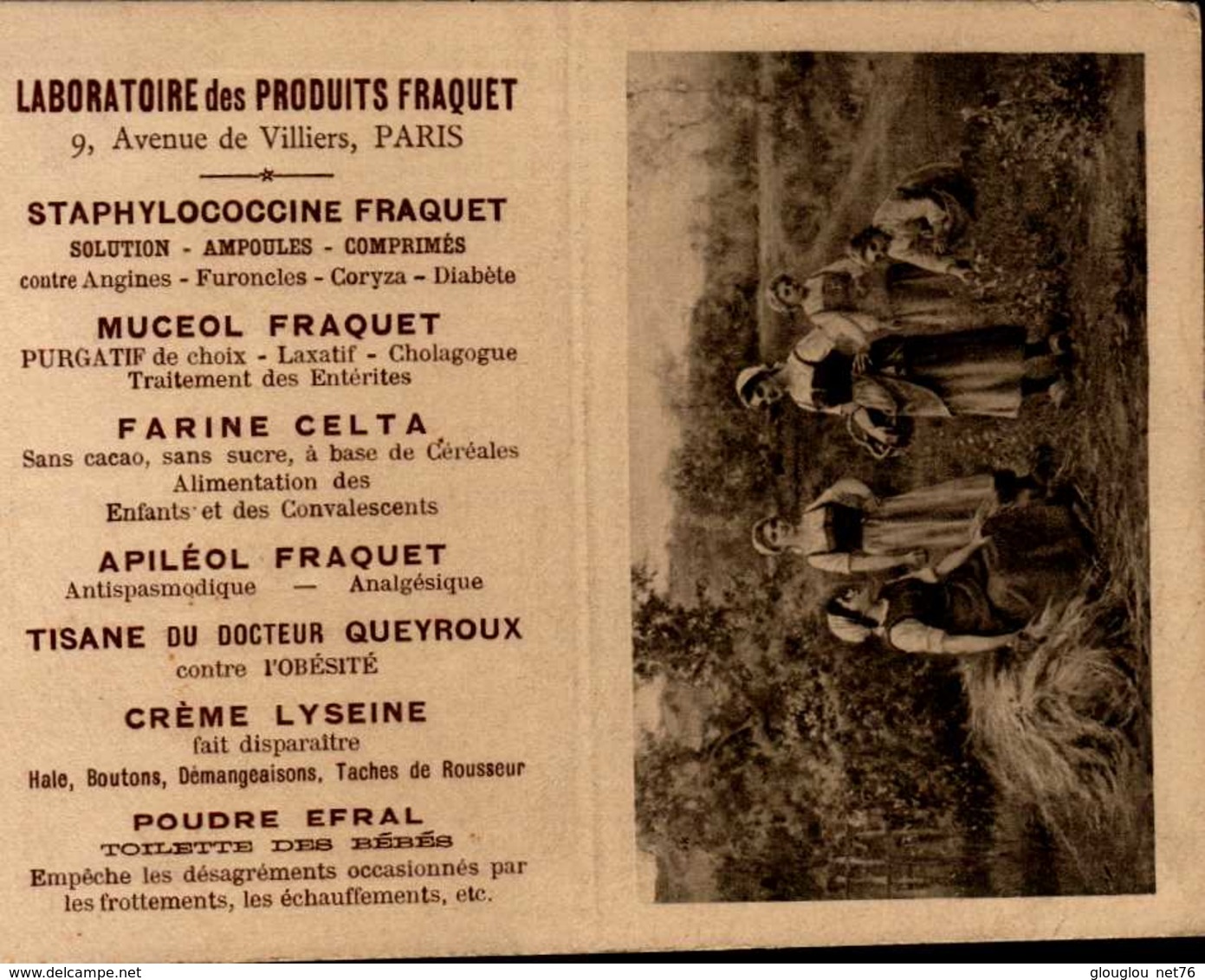 PETIT CALENDRIER 1913 OFFERT PAR LABORATOIRE DES PRODUITS FRAQUET... - Petit Format : 1901-20