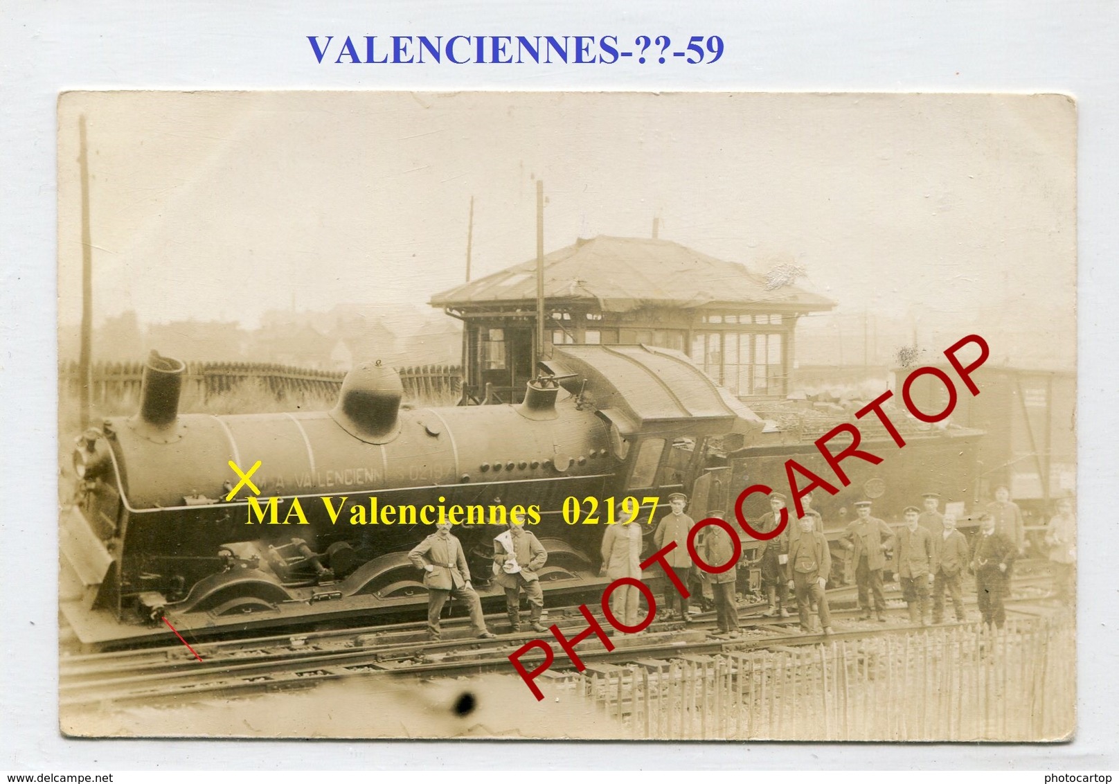 Deraillement-Locomotive De VALENCIENNES-NON SITUEE-CARTE PHOTO Allemande-Guerre 14-18-1WK-France-59-Militaria- - Valenciennes