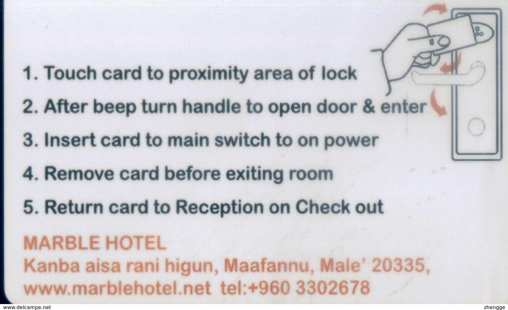 Maldives Hotel Key,Marble Hotel, Male  (1pcs) - Cartes D'hotel