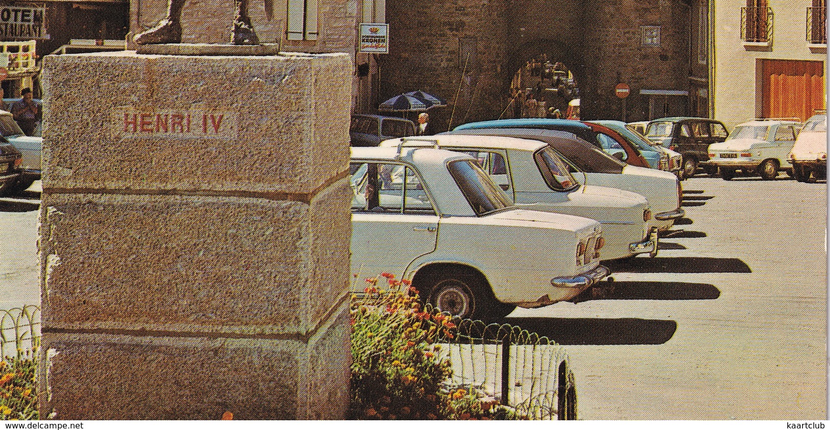 Marvejols: FIAT 124S, RENAULT 8, CHRYSLER-SIMCA 160 - Statue De Henri IV - Porte De Soubeyran - Voitures De Tourisme