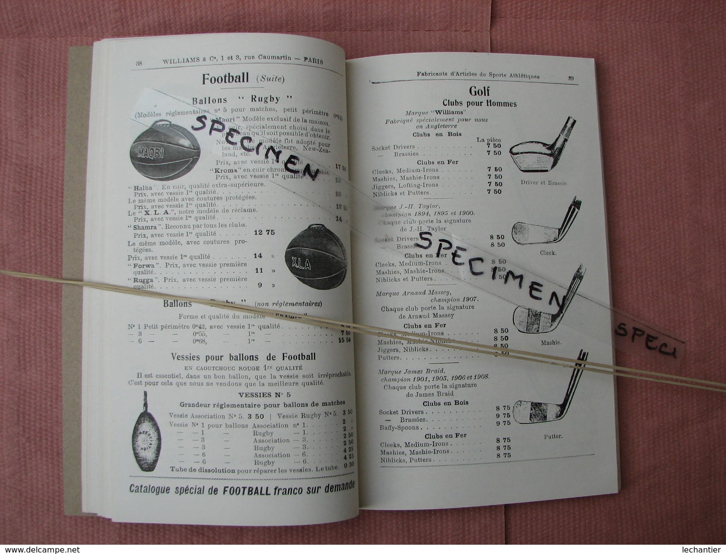 Catalogue 1910 équipements Sportifs WILLIAMS Et Cie Paris 144 Pages Suberbe - Autres & Non Classés