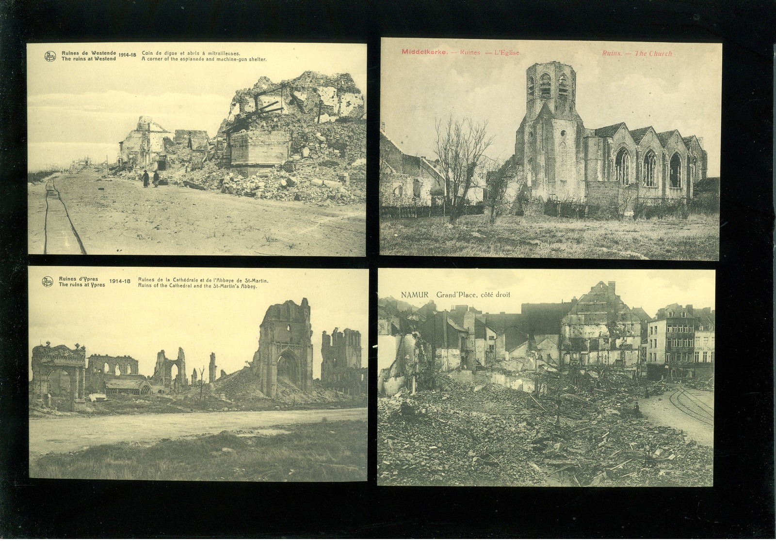 Beau lot de 60 cartes postales de Belgique  guerre  ruines     Mooi lot van 60 postkaarten van België  ruinen  oorlog