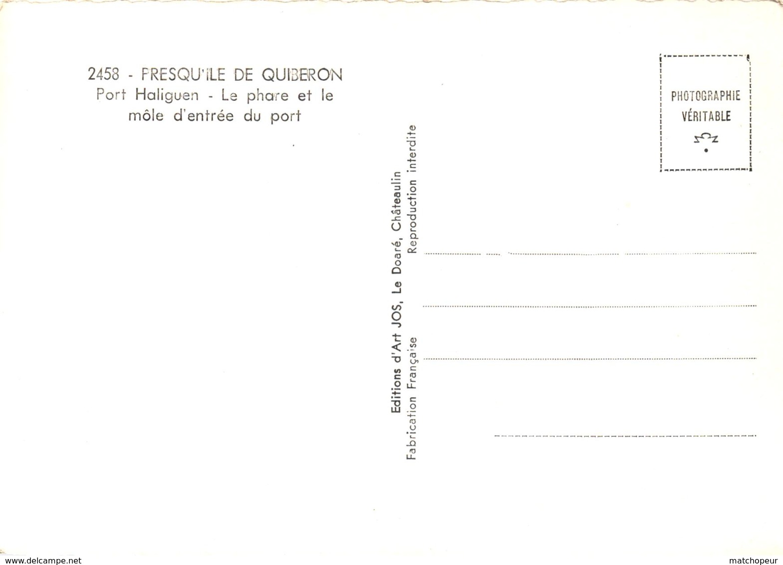 PRESQU'ILE DE QUIBERON -56- PORT HALIGUEN LE PHARE ET LE MOLE D'ENTREE DU PORT - Quiberon