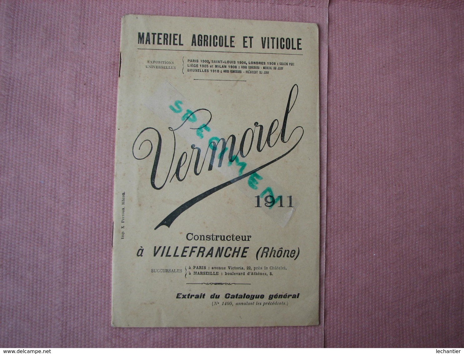 Catalogue VERMOREL 1911 Mat. Agricole Et Viticole VILLEFRANCHE 32 Pages TBE - Agriculture