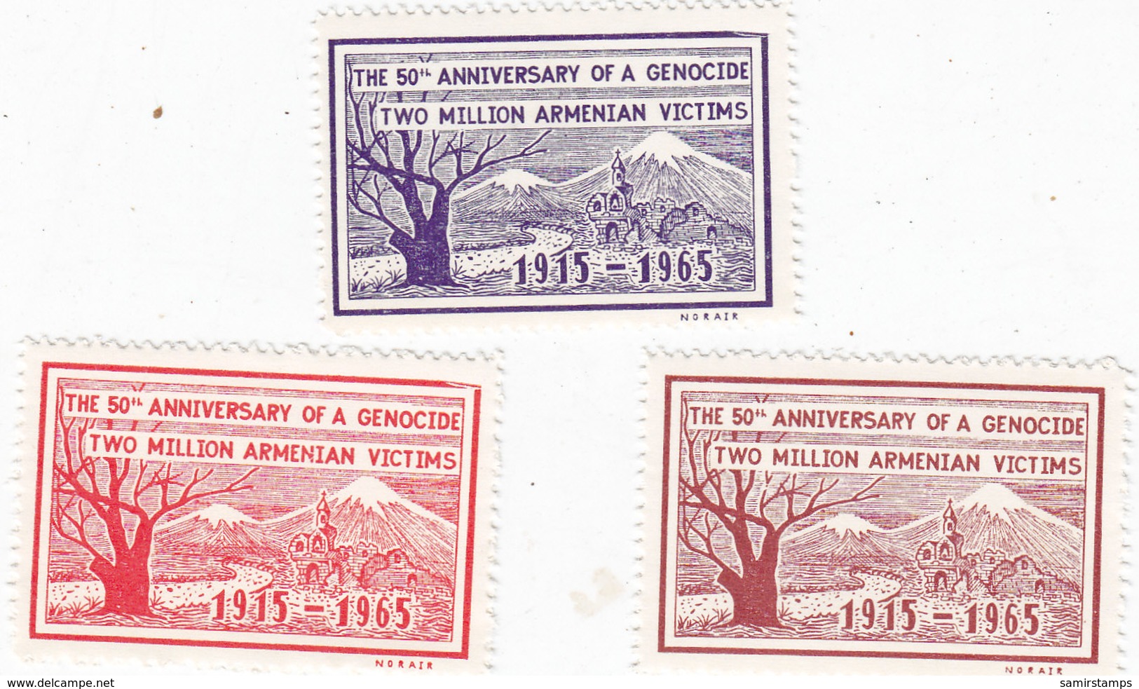 Lebanon-Liban Label For 50th Ann.of Armenian Genocide 1965 3v.cpl.set MNH- Scarce - SKRILL PAYMENT ONLY - Lebanon