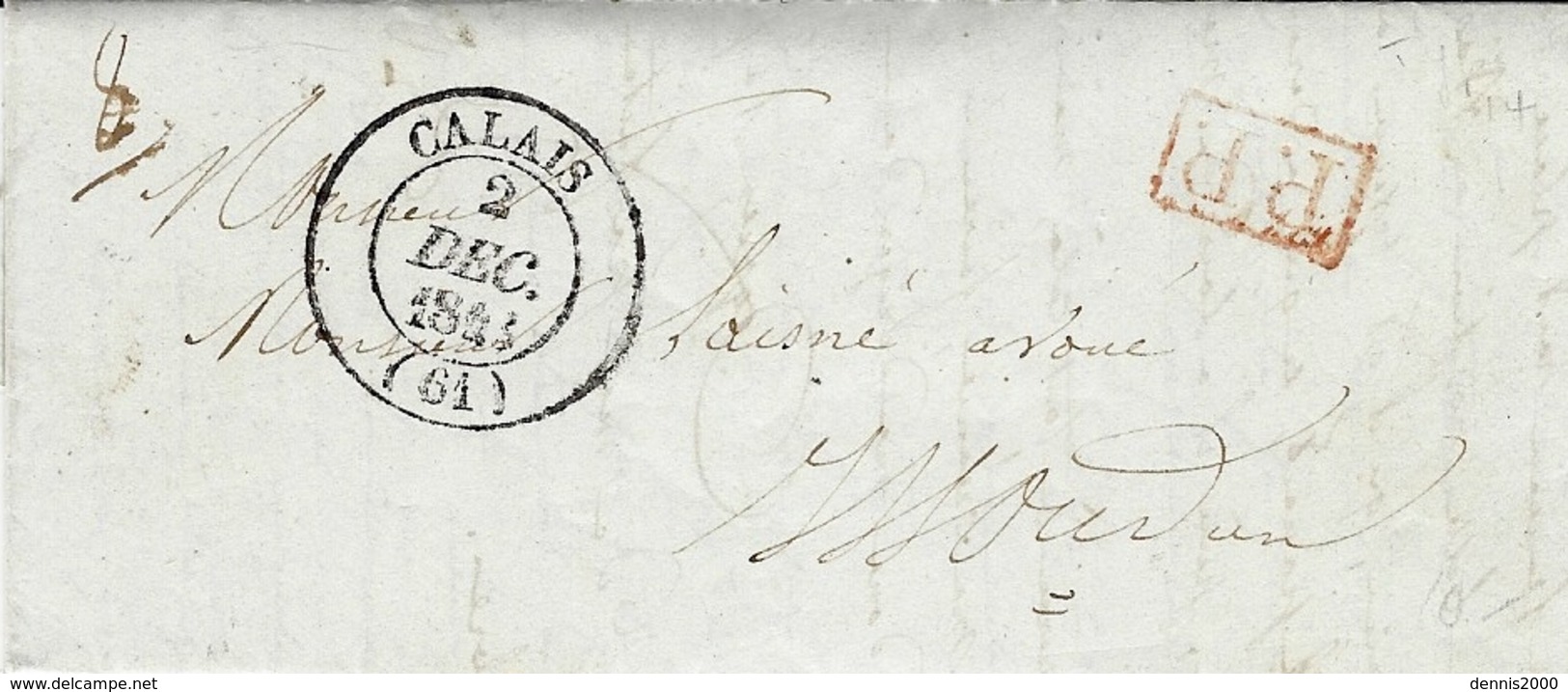 1843- Lettre De CALAIS ( Pas De Calais ) Cad T14 + P.P. Pour Issoudun - 1801-1848: Précurseurs XIX