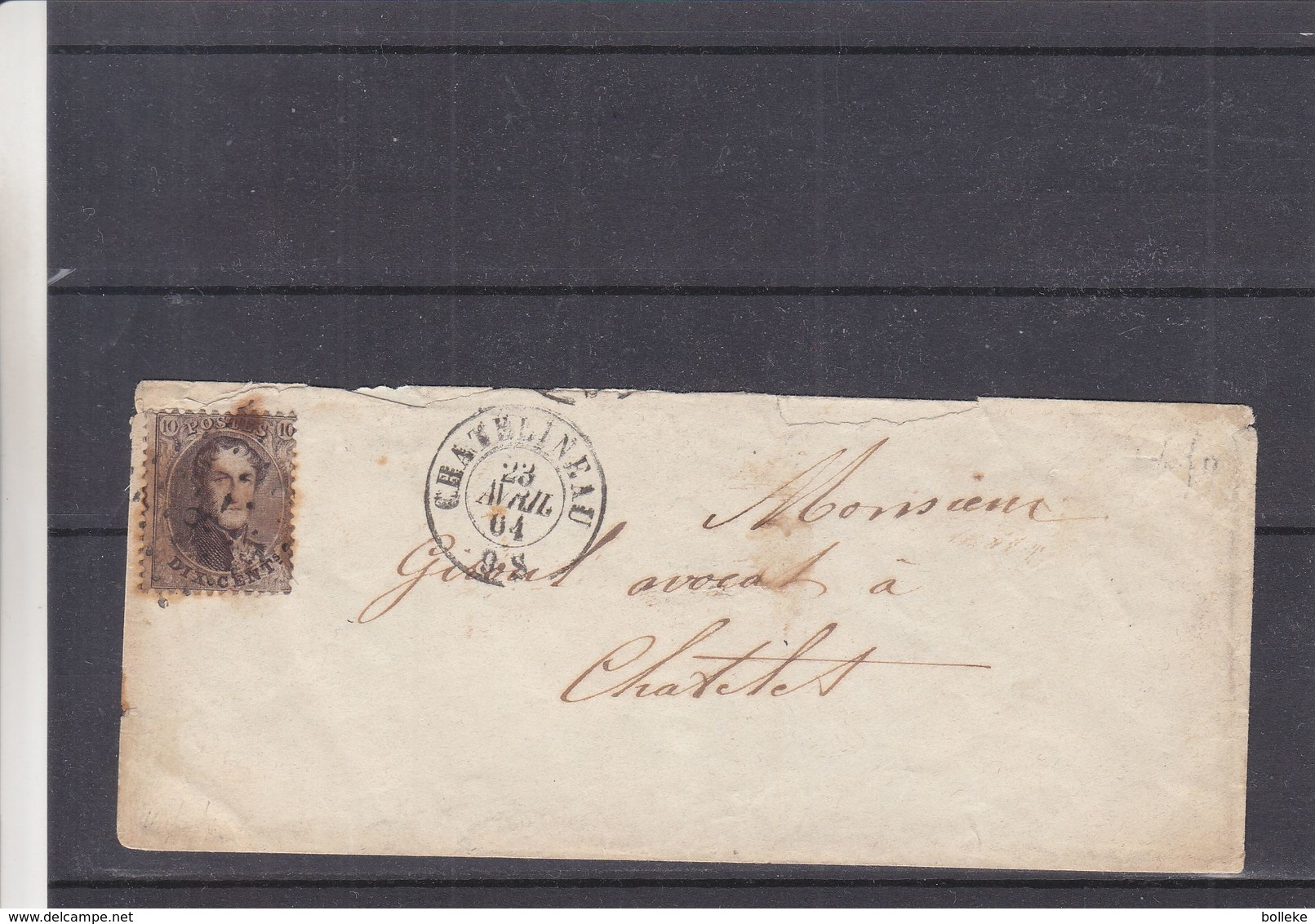 Belgique - Lettre De 1864 - Oblit Chatelineau - Exp Vers Chatelet - - 1863-1864 Médaillons (13/16)