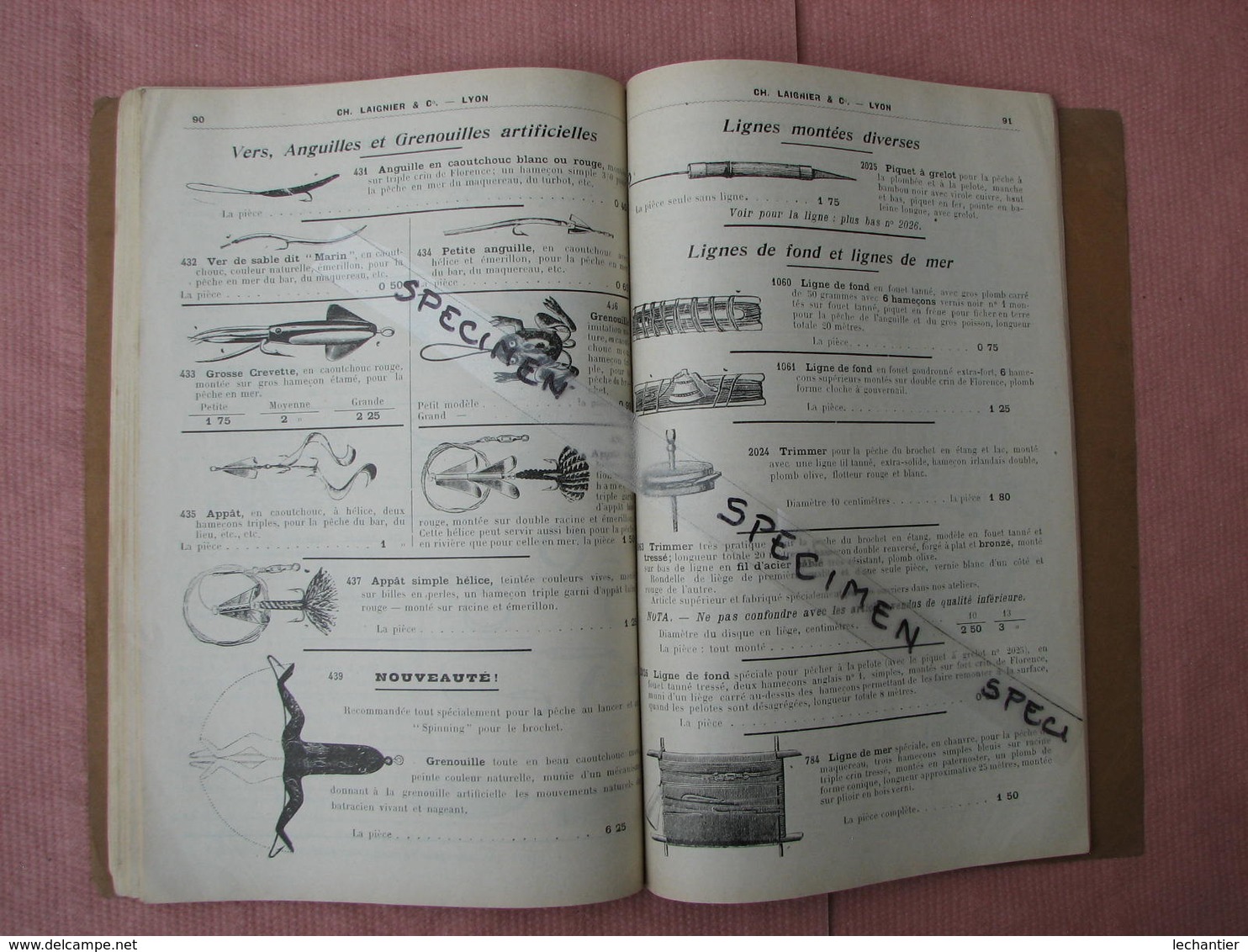 ARTICLES de PECHE ets. LAIGNIER à Lyon 126 pages 16X24 TBE pas de date estimation 1920/30