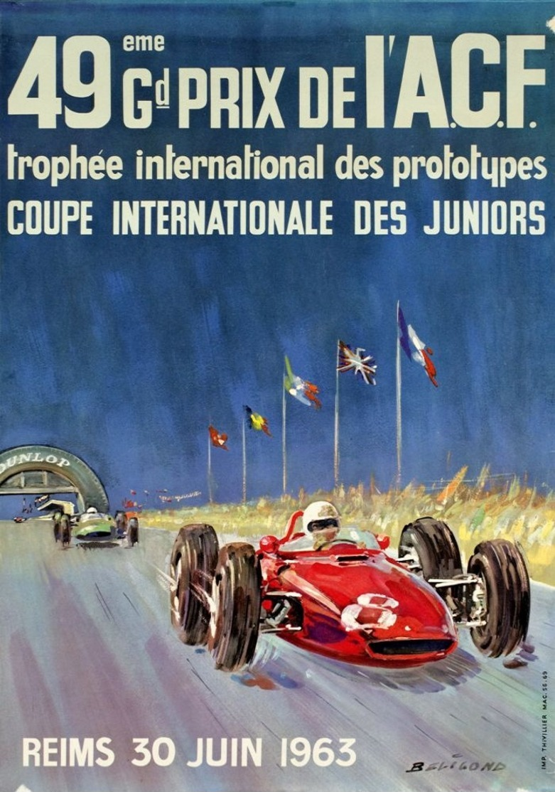 Car Automobile Grand Prix Postcard ACF Reims 1963 - Reproduction - Pubblicitari
