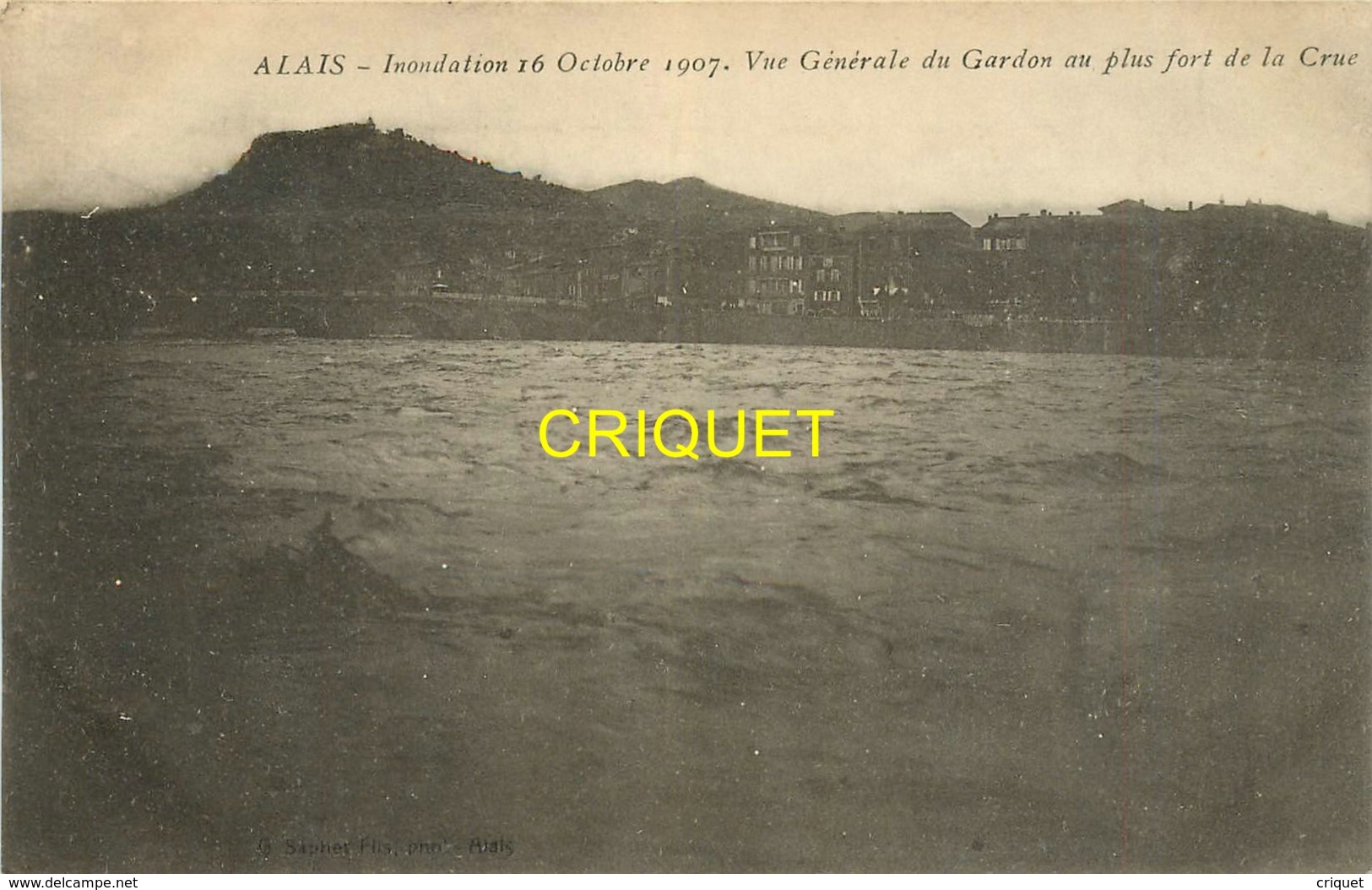 30 Alais, Alès, Inondation 1907, Vue Générale Du Gardon Au Plus Fort De La Crue - Alès