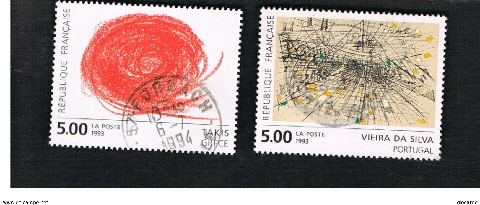 FRANCIA (FRANCE) - SG 3154.3155  - 1993  CONTEMPORARY EUROPEAN ART (COMPLET SET OF 2)   -    USED - Gebraucht
