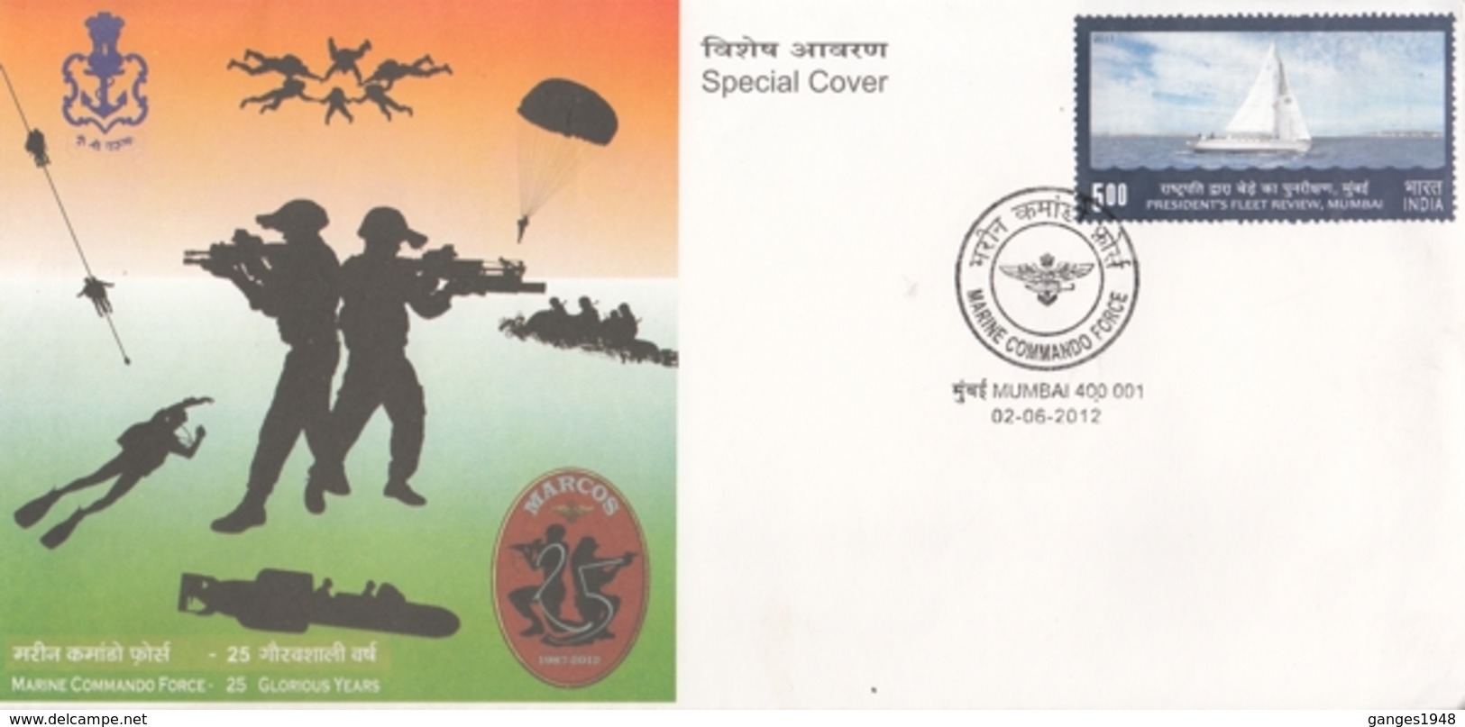 India 2012  Policing  Sea Coasts  Marine Commando Force  Mumbai  Special Cover  # 16031  D  Inde Indien - Police - Gendarmerie