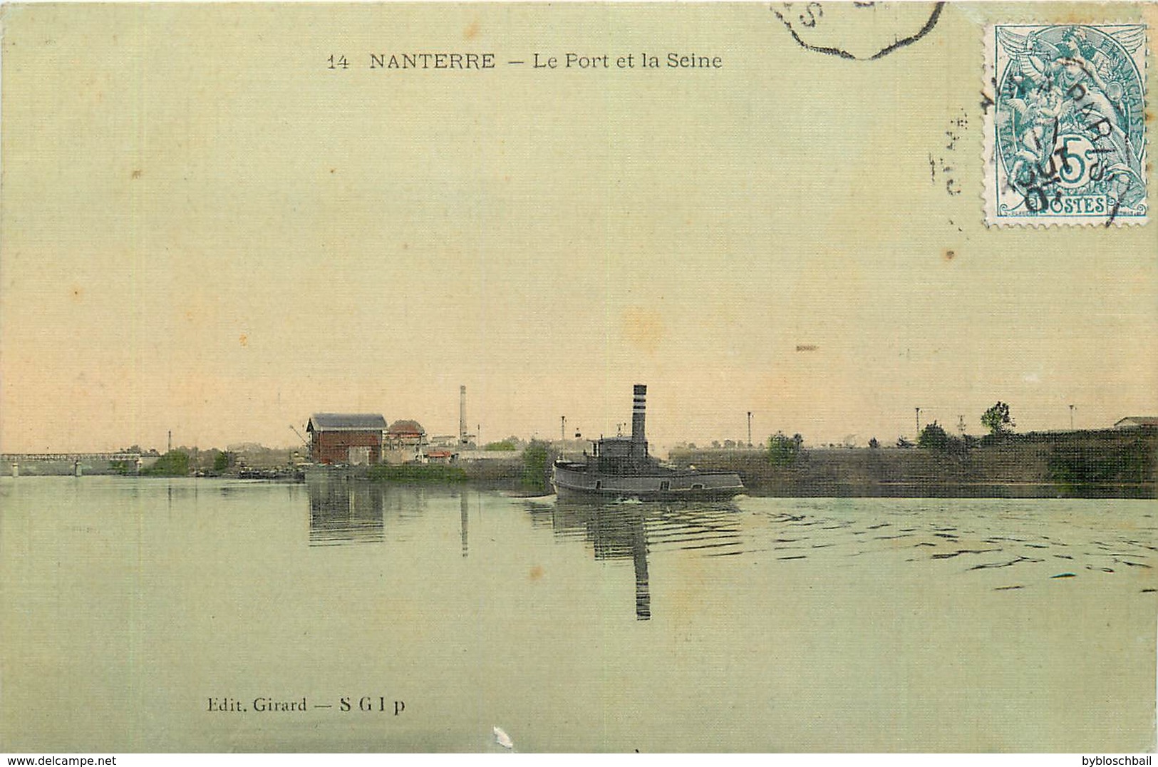 CPA 92 Hauts De Seine Nanterre Le Port (des Papeteries) Et La Seine - Péniche - Carte Toilée - Usine Cheminée - Nanterre