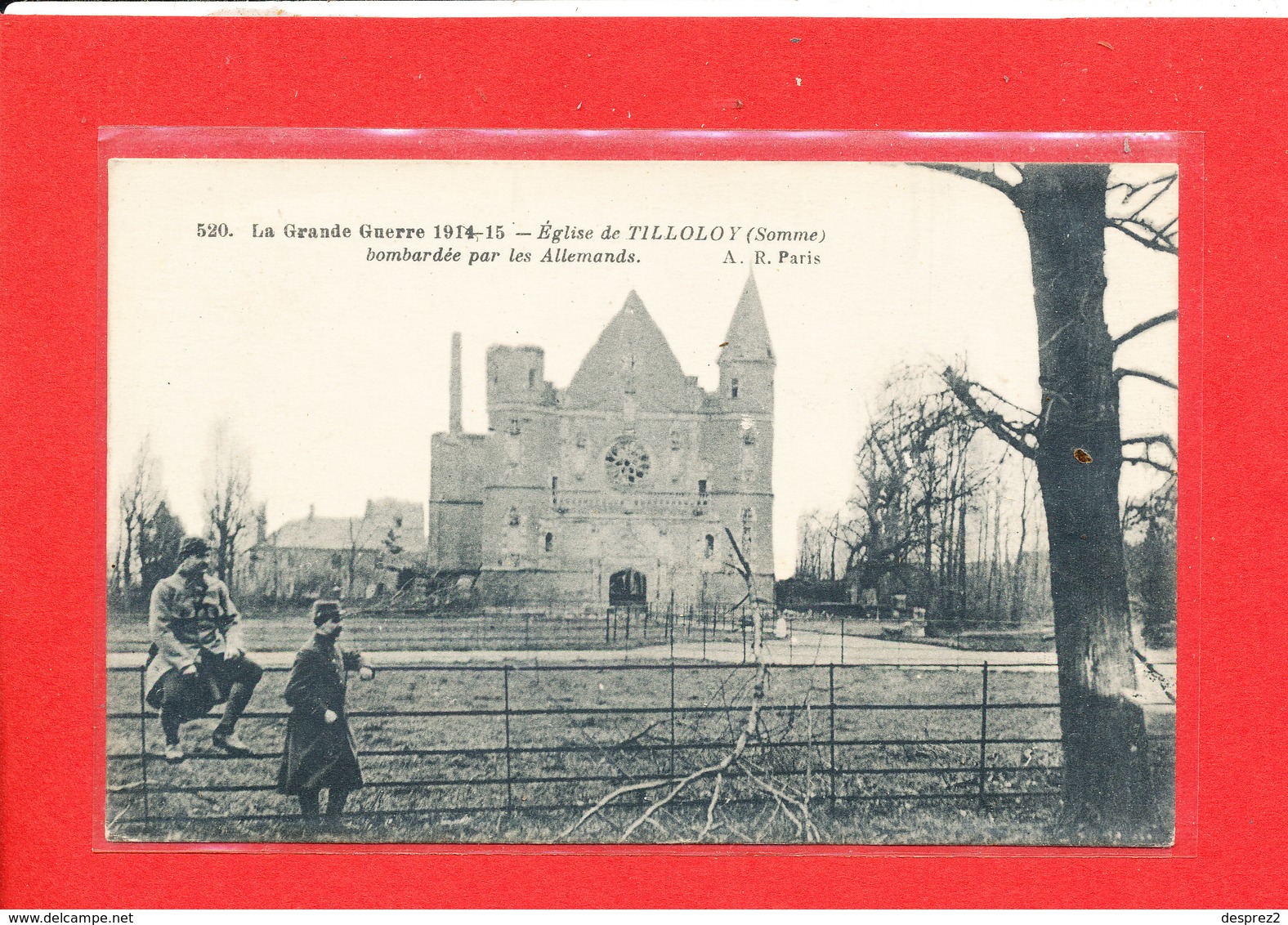 80 TILLOLOY Cpa Animée Eglise Bombardée Par Les Allemands  Guerre 1914 1915         520 Edit A R Paris - Autres & Non Classés