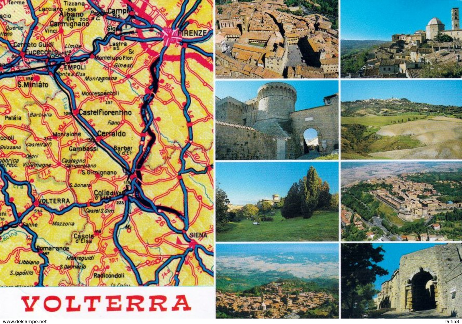 1 MAP Of Italy * 1 Ansichtskarte Mit Der Landkarte - Volterra Und Umgebung Bis Florenz * - Landkarten