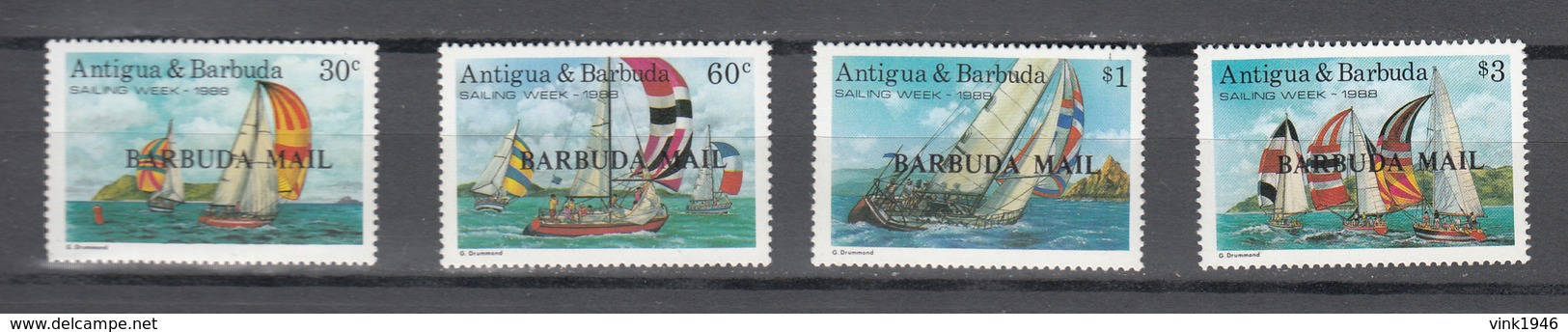 Barbuda Mail 1988,4V In Set,ships.schepen,schiffe,navires,barcos,navi,MNH/Postfris(A3598) - Boten