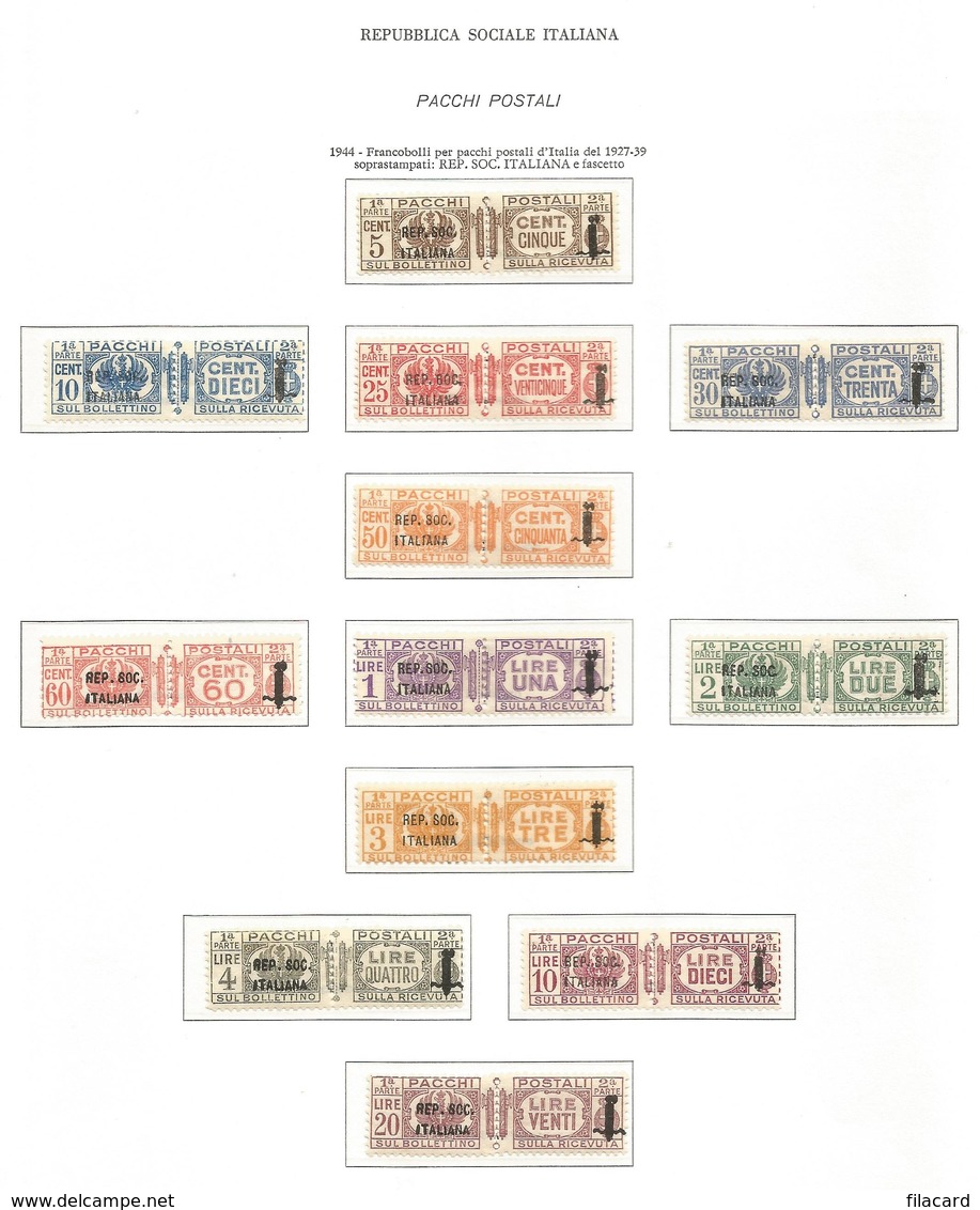 Italy Italien Italie Italia 1944 RSI R.S.I. Pacchi Postali   MNH ** Firmata E.Diena Certificabile - Nuovi