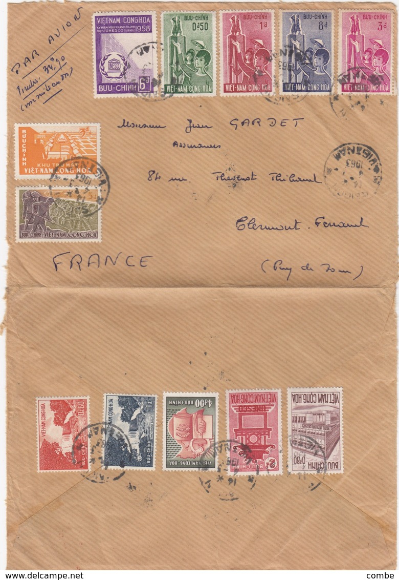 LETTRE. VIET-NAM. 1963. SAIGON POUR LA FRANCE - Viêt-Nam