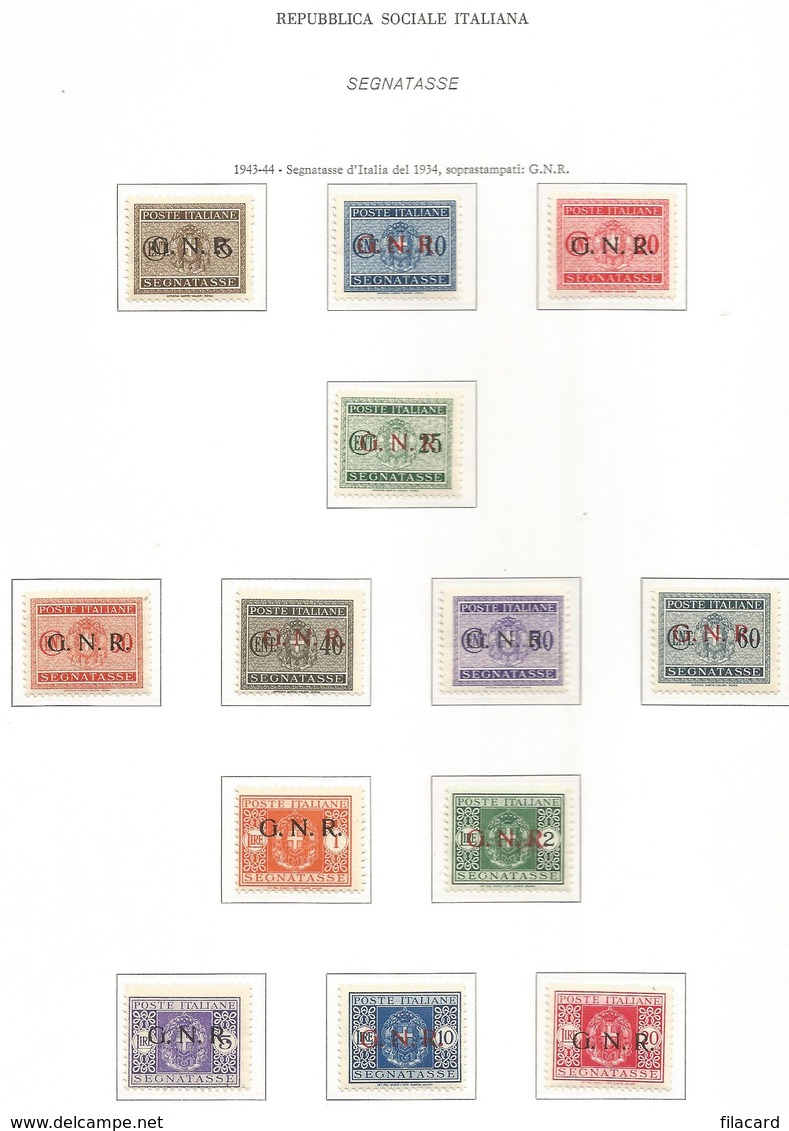 Italy Italien Italie Italia 1944 RSI R.S.I. Segnatasse SV G.N.R. Tir.VERONA  MNH ** Firmata  Certificabile - Mint/hinged