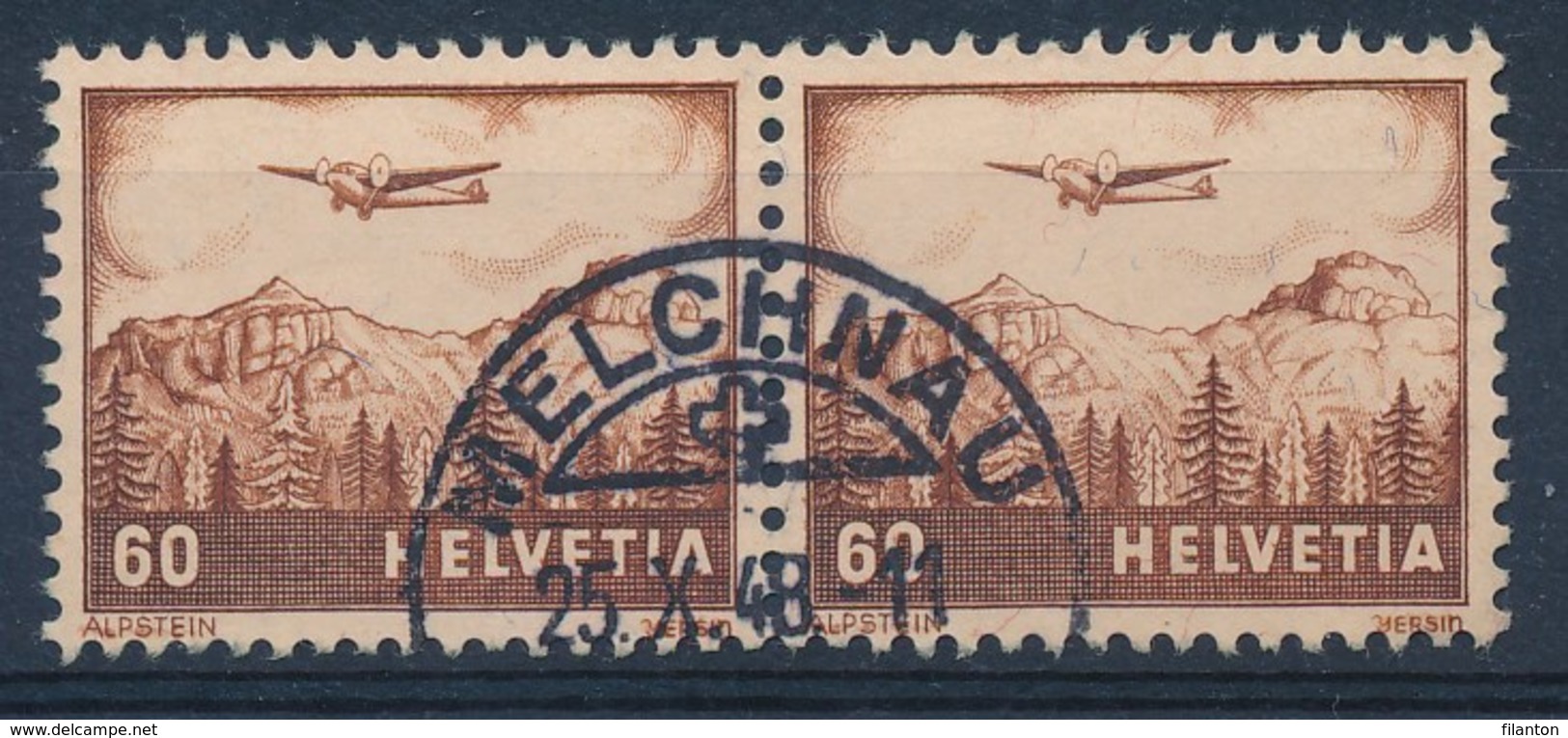 HELVETIA - Mi Nr 390 (paar) - Cachet "MELCHNAU" - (ref. 243) - Oblitérés