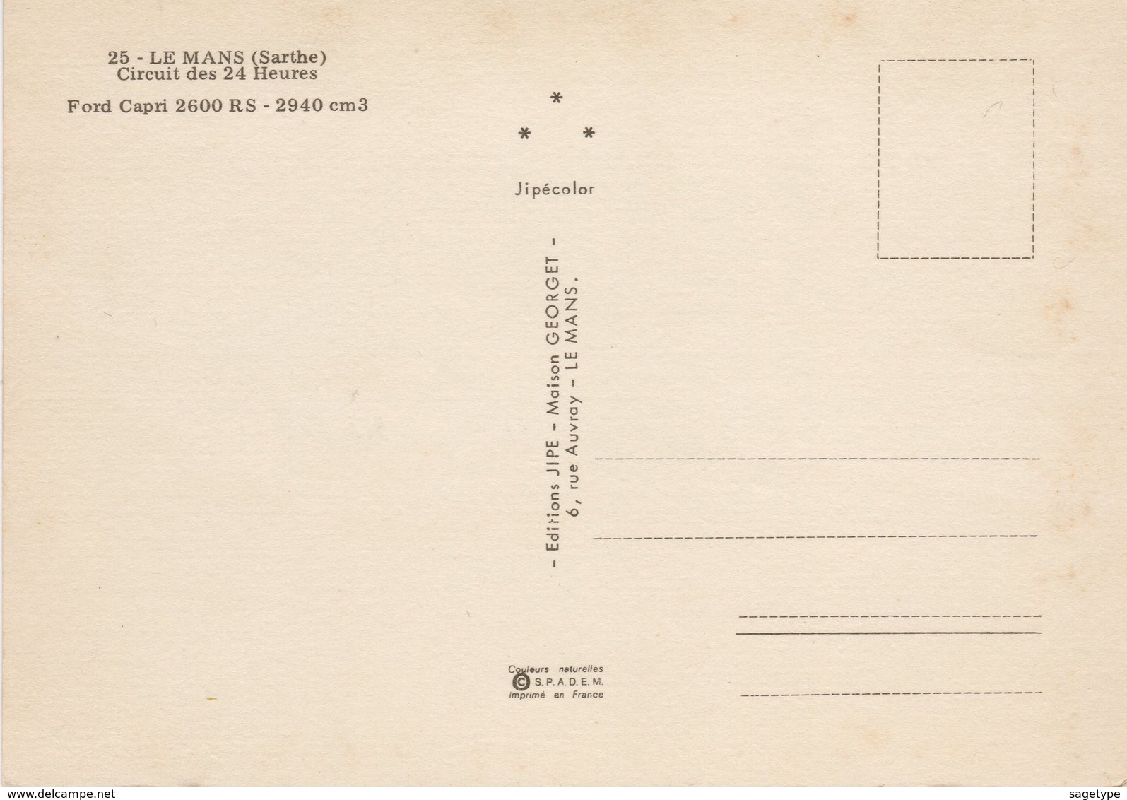 72 . LE MANS . CIRCUIT DES 24 HEURES . FORD CAPRI 2600 RS . 25 JIPE - Le Mans