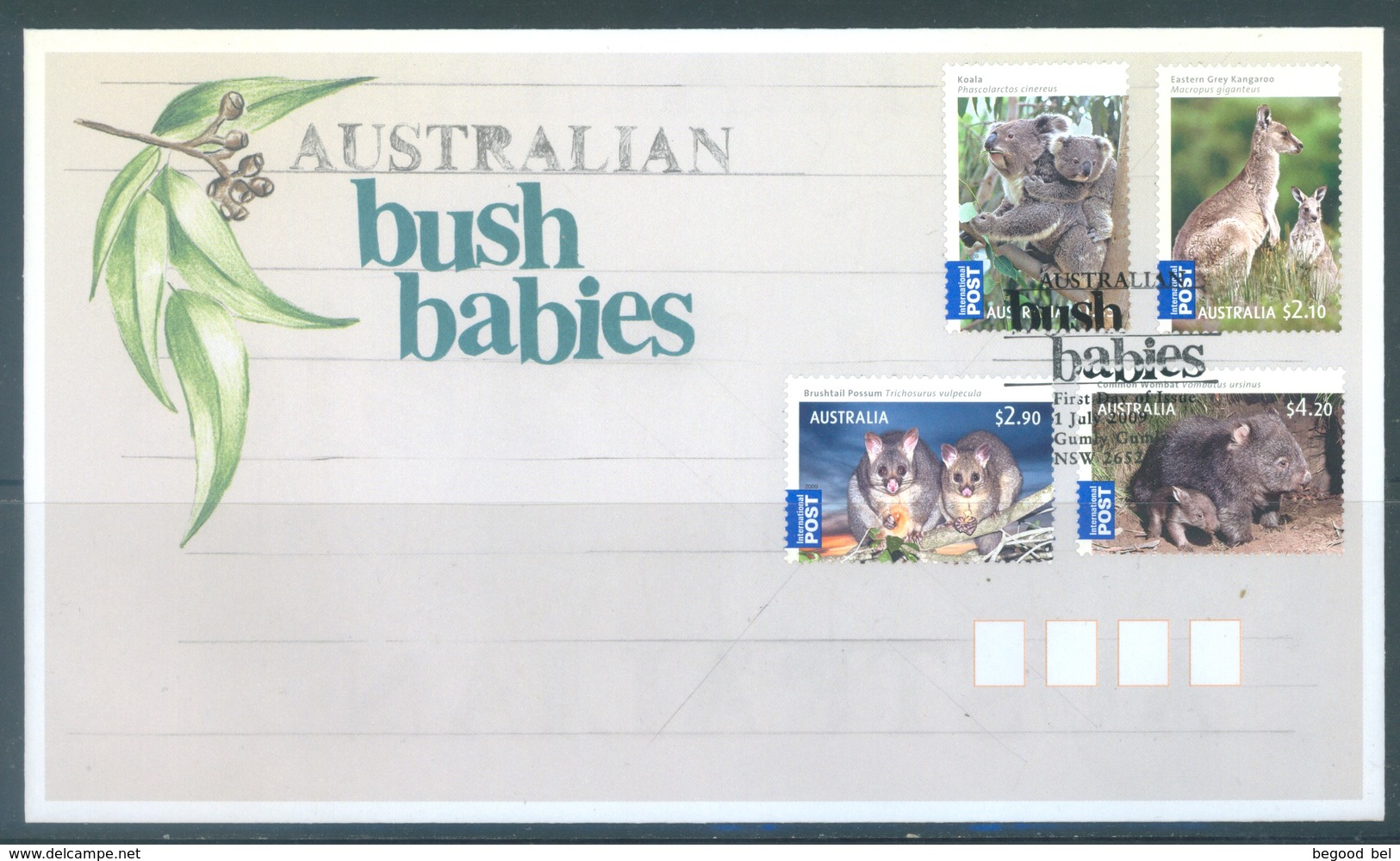 AUSTRALIA  - FDC - 1.7.2009 - KOALA WOMBAT KANGOUROU OPOSSUM BUSH BABIES - Yv 3098-3101 - Lot 18524 - Premiers Jours (FDC)