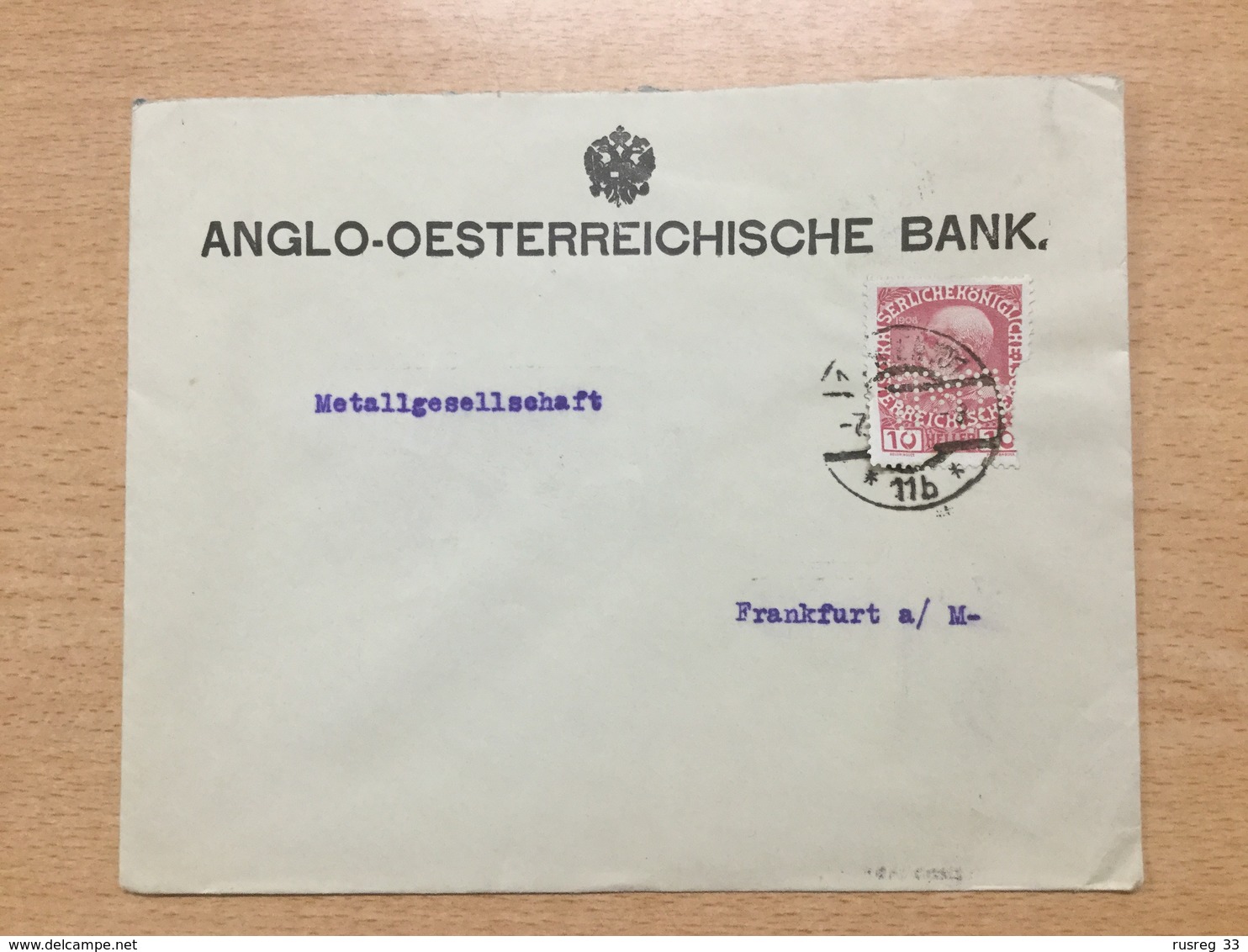 K6 Österreich 1913 Brief Von Wien Nach Frankfurt/Main PERFIN! - Briefe U. Dokumente