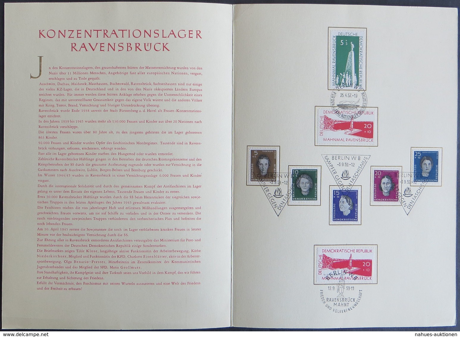 DDR KZ Buchenwald/Ravensbrück Gedenken Ersttagssonderstempel 1956-59 Ex 538-720 - Sonstige & Ohne Zuordnung