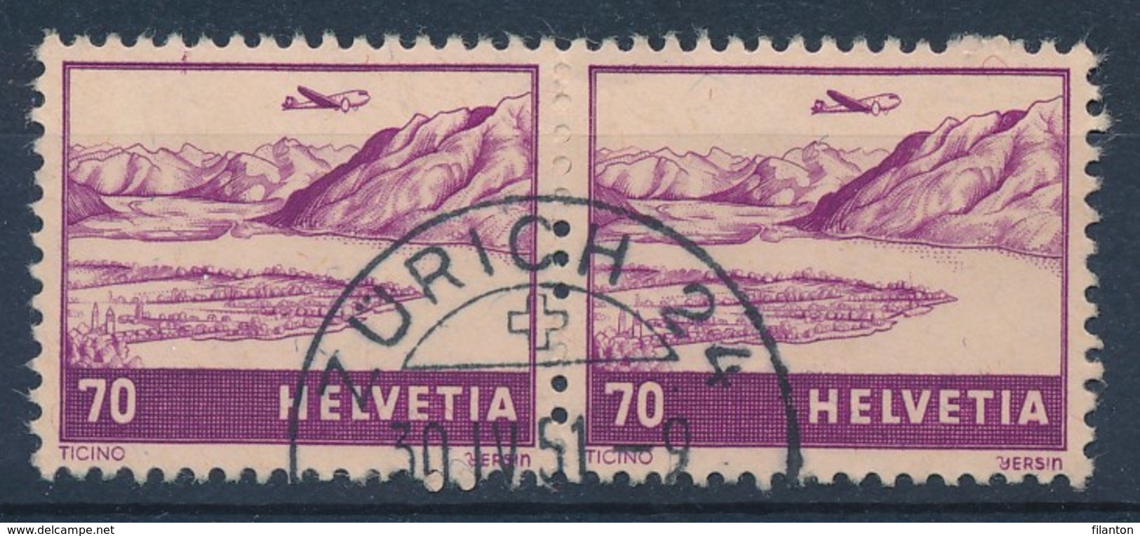 HELVETIA - Mi Nr 391 (paar) - Cachet "ZURICH 24" - (ref. 253) - Oblitérés