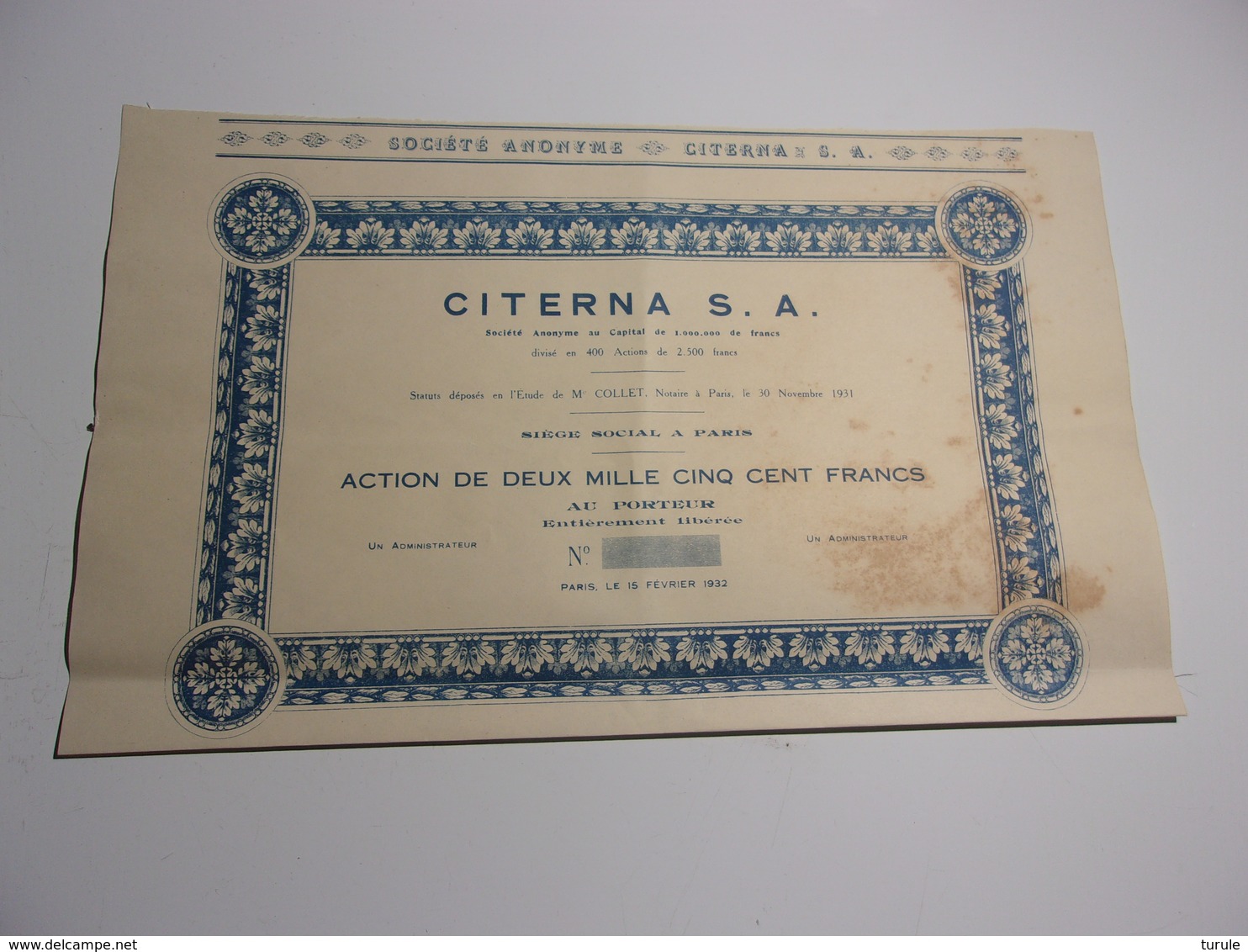 CITERNA S. A. (1932) - Autres & Non Classés