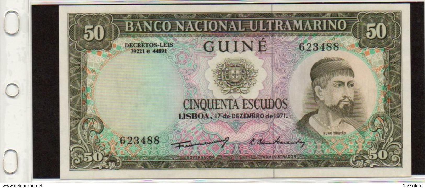 Banconota Guinea Portoghese, Mai Circolata, 50 Escudos, 1971- 12- 17 - Guinea