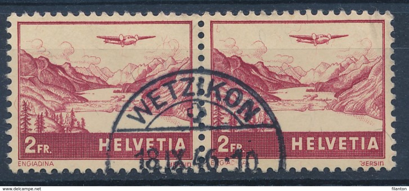 HELVETIA - Mi Nr 393 (paar) - Cachet "WETZIKON" - (ref. 263) - Oblitérés