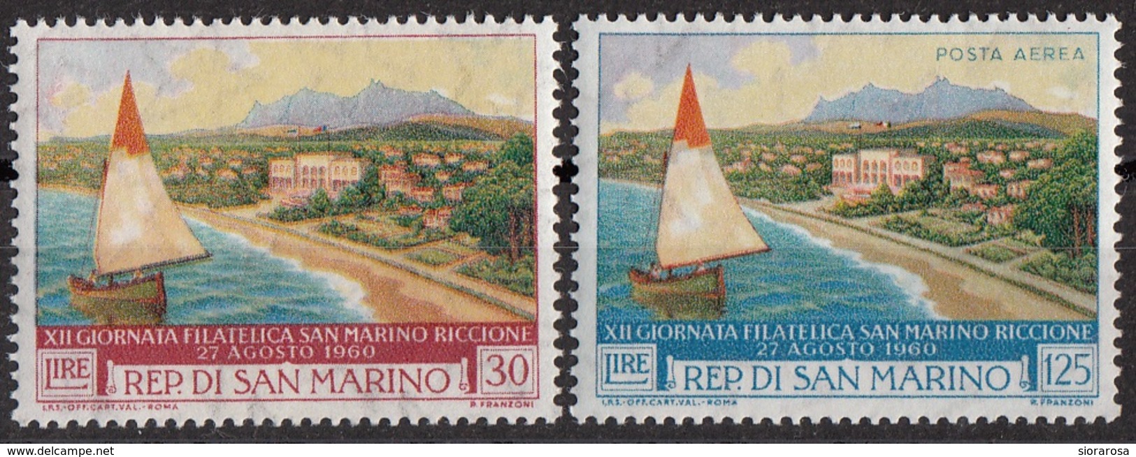 San Marino 1960 Bf.543-A136 Mostra Filatelica - Barca E Riccione Full Set MNH - Barcos