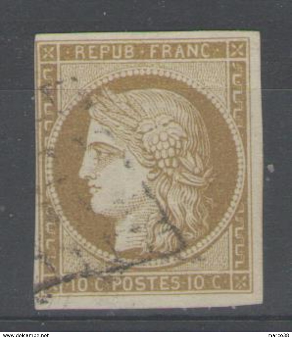 N°1b Oblitéré (bistre-verdâtre), Signé SCHELLER          - Cote 500€ - - 1849-1850 Ceres