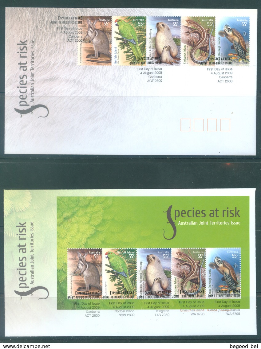 AUSTRALIA  - FDC - 4.8.2009 - SPECIES AT RISK - Yv 3125-3129 BLOC 119 - Lot 18527 - Premiers Jours (FDC)